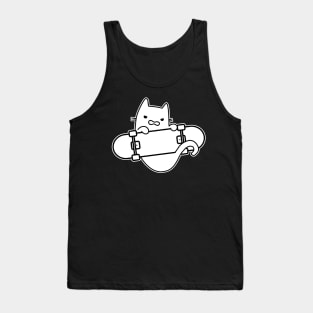 Angry Cat and Skateboard Skateboarding Outline Tank Top